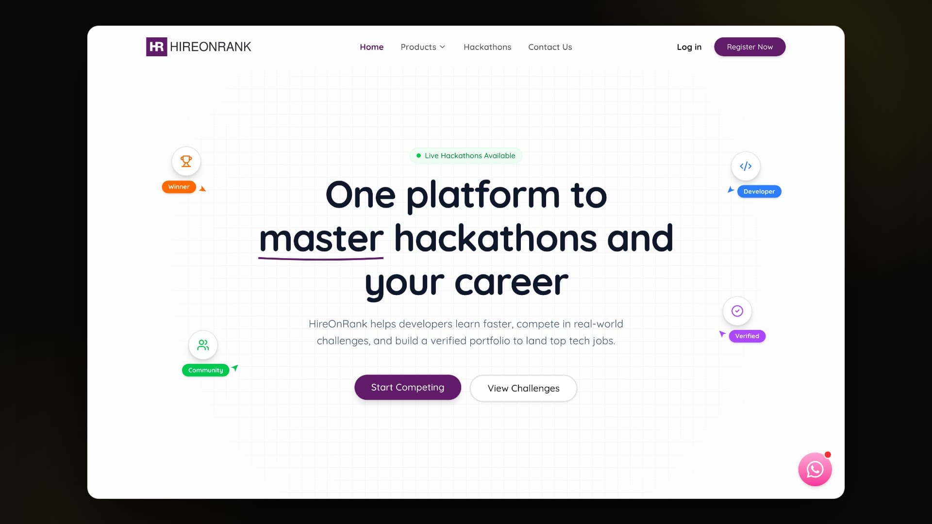 Hire-on-Rank project cover showing the hiring platform’s website
